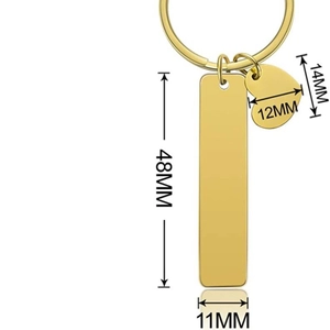 Porte-clés Drive Safe doré poli avec pendentifs en forme de cœur et rectangle
