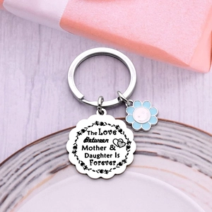 Porte-clés en Acier Inoxydable Mère Fille Pendentif Gravé Forever Love Charme Tournesol Cadeau Fête des Mères Action de Grâce Femme Maman