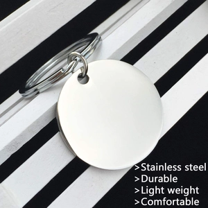 Polished round stainless steel keyring on striped background for Father's Day gifts