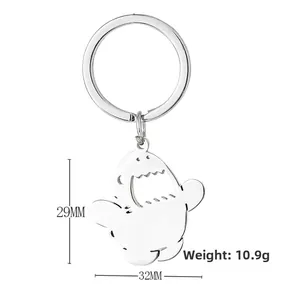 Porte-clés requin en acier inoxydable avec pendentif de taille compacte 29mm x 32mm