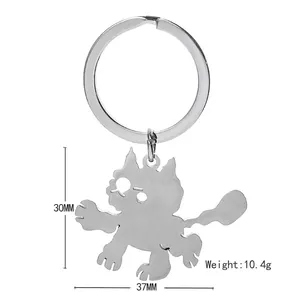 Cartoon monster stainless steel keychain measuring 30mm by 37mm and weighing 10.4g