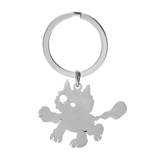 Cute hollow cartoon cat stainless steel keychain pendant for backpacks and accessories