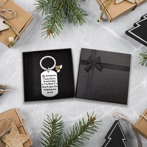 Rainbow teacher appreciation keychain in black gift box for Thanksgiving day gift