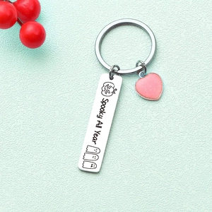 Porte-Clés Spooky All Year en Acier Inoxydable Avec Pendentif Cœur Rose Pailleté Halloween Citrouille Fantôme Créatif Métal Cadeau