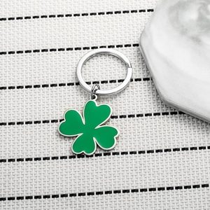Exquisite Enamel Four Leaf Clover Keychain Stainless Steel Lucky Charm Key Ring For Car Bag Pendant Gift Jewelry