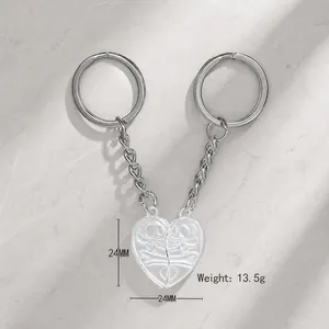 Gothische magnetische schedel hart sleutelhangers voor koppels, 24mm vintage metalen hangers