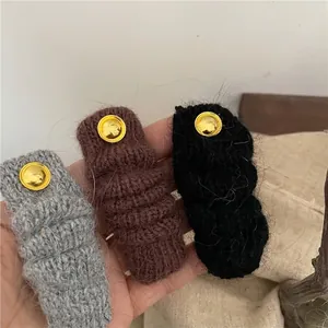 Fermaglio per Capelli Plissettato in Filato di Maglia Dolce Stile Coreano Clip BB Distintivo Tondo Oro Accessorio Capelli Donna