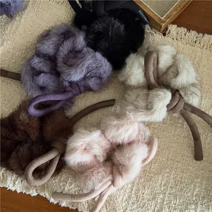 Lot de chouchous luxueux en fausse fourrure de vison en violet noir beige marron et rose
