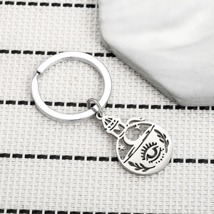 Creative magic potion stainless steel keychain with celestial moon and evil eye pendant