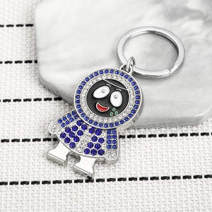 Porte-Clés en Métal de Personnage de Dessin Animé Hip Hop Avec Incrustation de Strass Alliage de Zinc Pendentif de Sac Unisex