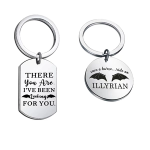 Halloween Bat Wing Stainless Steel Keychain Engraved Lettering Metal Key Ring Accessory Gothic Jewelry Gift For Friends