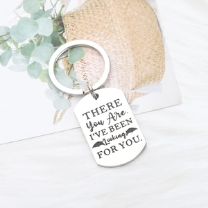 Polished stainless steel bat wing keychain with custom engraving for Halloween gifts