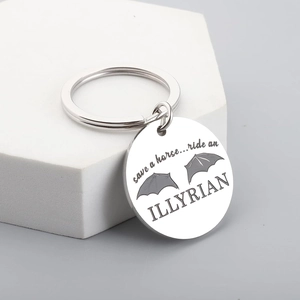 Polished stainless steel bat wing keychain with Save a horse ride an ILLYRIAN engraving