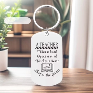 Edelstahl Inspirierende Lehrer Wertschätzung Schlüsselanhänger Rechteck Military Tag Schlüsselring Für Lehrertag Abschluss Geschenk