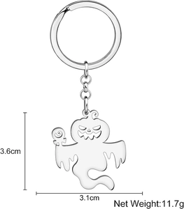 Detailed dimensions of ghost ghost holding lollipop stainless steel keychain pendant
