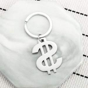Minimalist Stainless Steel Dollar Sign Keychain Silver Metal Currency Symbol Key Ring Car Bag Pendant For Men Women Jewelry