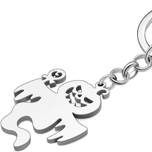 Halloween pumpkin ghost stainless steel keychain charm with polished silver finish
