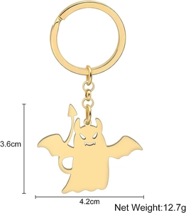 Détails du porte-clés diable fantôme avec dimensions de 3,6cm par 4,2cm et poids net