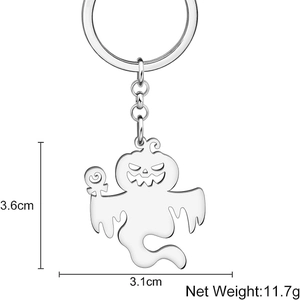 Ghost stainless steel keychain with candy for Halloween party gift including size details