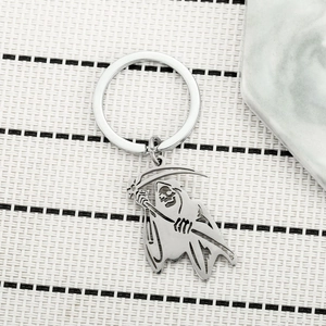 Grim Reaper stainless steel keychain with scythe pendant for Halloween party favors