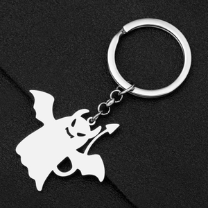 Porte-clés petit diable en acier inoxydable poli pour cadeau de fête d'Halloween