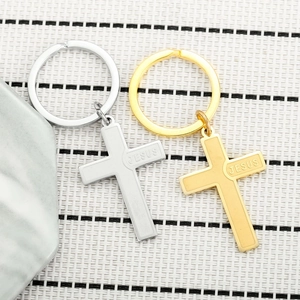 Stainless Steel Jesus Cross Keychain Religious Car Keyring Minimalist Metal Jesus Pendant Religious Gift For Men Women
