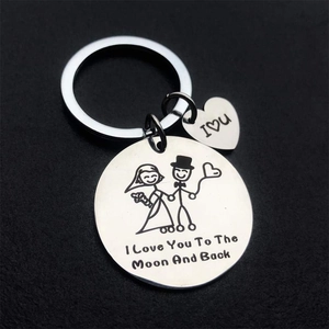 Edelstahl Schlüsselanhänger I Love You To The Moon And Back Herzanhänger Braut Und Bräutigam Schlüsselring Für Hochzeit Valentinstag Geschenk