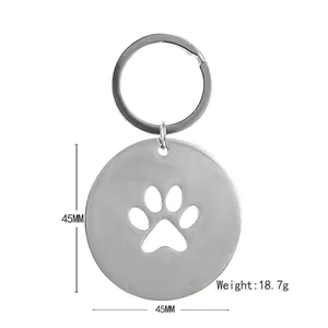 Portachiavi zampa di cane traforata in acciaio inox diametro 45mm peso 18,7g