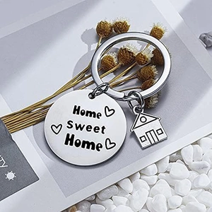 Home Sweet Home Stainless Steel Keychain House Pendant Heart Engraved Key Ring For Housewarming New Home Gift Women Men