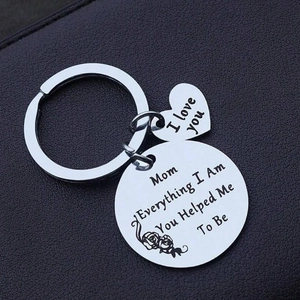 Porte-clés en Acier Inoxydable Pour Maman Pendentif Cœur Rose Gravé Bijoux Cadeau Pour Fête Des Mères Femme Couleur Argent