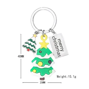 Cute PVC Christmas tree keychain set with dimensions 40x25mm and soft silicone pendants