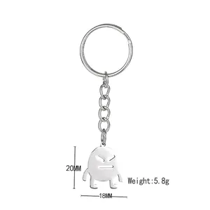 Minimalist silver soot sprite stainless steel keychain for backpacks with 20mm charm
