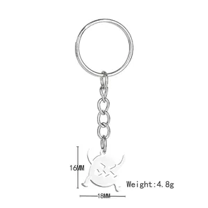 Cartoon monster stainless steel keychain pendant 16x18mm silver metal jewelry charm
