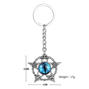 Portachiavi vintage Malocchio turco con ciondolo a stella in argento e simboli