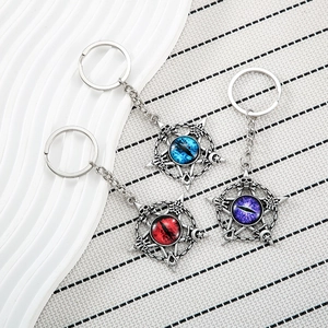 Portachiavi Pentagramma Occhio del Diavolo Gotico Vintage in Lega di Zinco Ciondolo Teschio Luna Stella per Uomo Donna Accessorio da Appendere per Auto Borsa