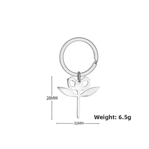 Silver metal floral charm keychain dimensions 28x31mm with 6.5g weight details