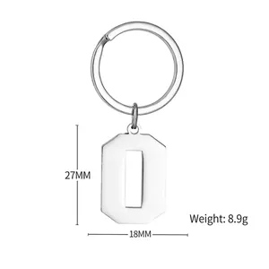 Silver stainless steel number 0 keychain with dimensions 27mm by 18mm and 8.9g weight