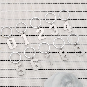 Stainless Steel Number Keychain For Women Men Arabic Numerals 0-9 Backpack Pendant Minimalist Student Key Ring Metal Jewelry Accessories