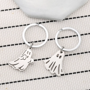 Cute cartoon ghost stainless steel keychains for Halloween couple backpack charms