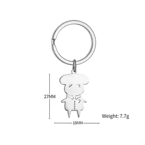 Polished silver metal sheep character keychain with dimensions 27mm x 18mm and 7.7g weight