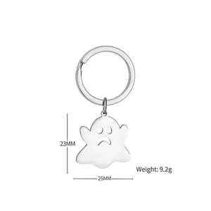 Porte-clés fantôme mignon en acier inoxydable dimensions 23x25mm et poids léger de 9,2g