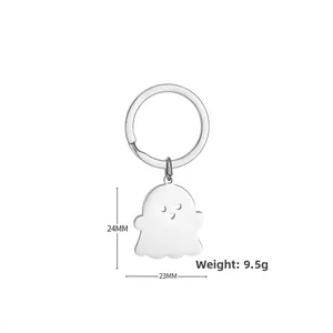Dimensions détaillées du porte-clés fantôme en acier inoxydable de 24 mm de haut
