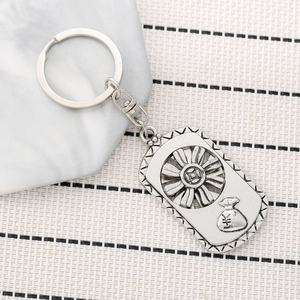 Vintage Rotating Sunflower Metal Keychain Rectangular Money Bag Fortune Pendant Zinc Alloy Key Ring For Car Bag Key Decoration