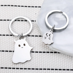 Creative angel and devil stainless steel keychains for couples with polished silver finish