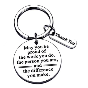 Inspirational stainless steel keychain with engraved motivational quotes for coworkers
