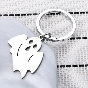 Ghost shaped stainless steel keychain with silver mirror finish for Halloween gift