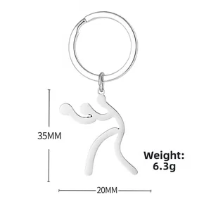 Detailed dimensions of the silver stickman sports keychain with 35mm height and 20mm width