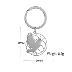 Haikyuu Karasuno High School stainless steel eagle keychain, 30mm silver metal pendant