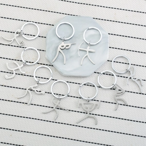 Creative Stainless Steel Sports Stick Figure Keychain Basketall Football Baseball Running Fun Keychain For Sport Fans Gift