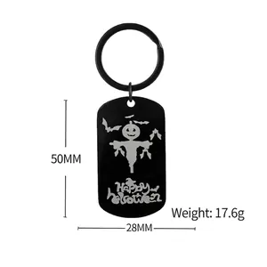 Porte-clés Halloween en acier inoxydable avec citrouille et chat noir pour cadeau